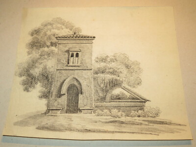 ITALIAN SCHOOL XVIII DRAWING BLACK STONE LANDSCAPE ARCHITECTURE ITALY 1800