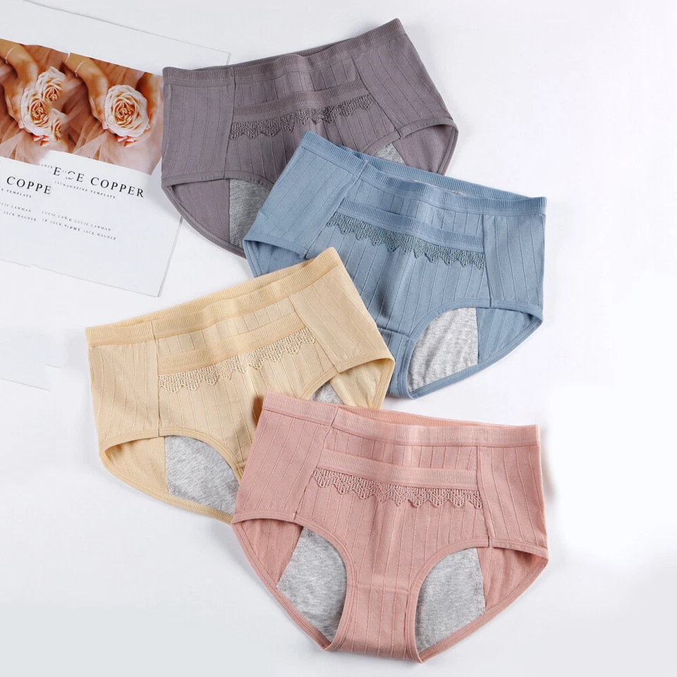 Bragas Mentruales Mujeres Período A Prueba de Fugas Algodón Calzoncillos Ropa Interior Fisiológico-ɞ Foto 4 de 4