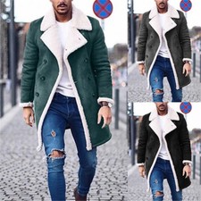 Mens Fleece Coat Winter Warm Casual Hoodie Zip Up Jacket Sherpa Outwear