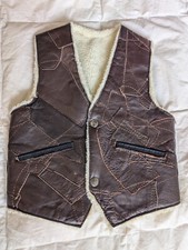 Vintage Oklahoma Child Sz 4 Genuine Leather Patchwork Vest 70s 80s Kids Western