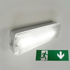 LED EMERGENCY LIGHT DOWN BULKHEAD EXIT SIGN IP65 MAINTAINED OR NON MAINTAINED