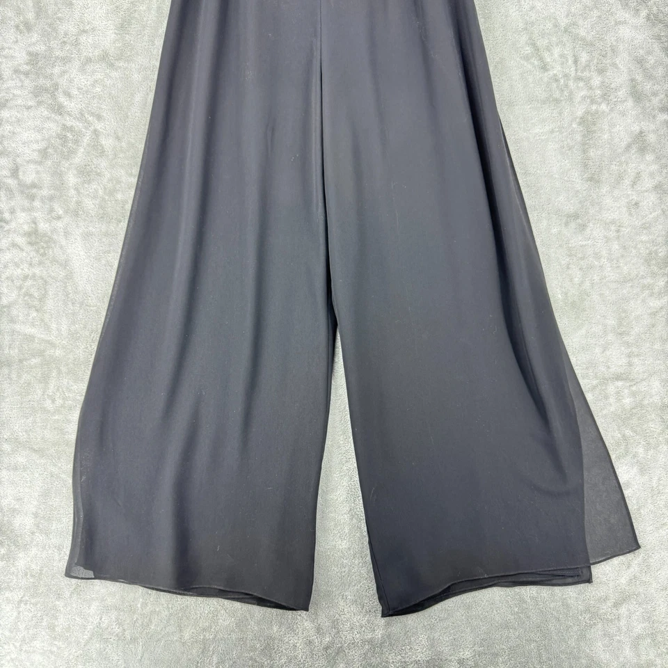 Pantalones JS Collections para mujer 12 piernas anchas abertura lateral evento noche semi transparentes negros Foto 4 de 4