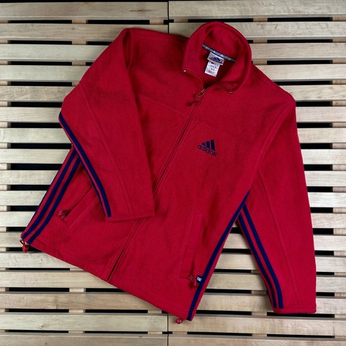 Mens Fleece Jacket Adidas Vintage Red Size S eBay