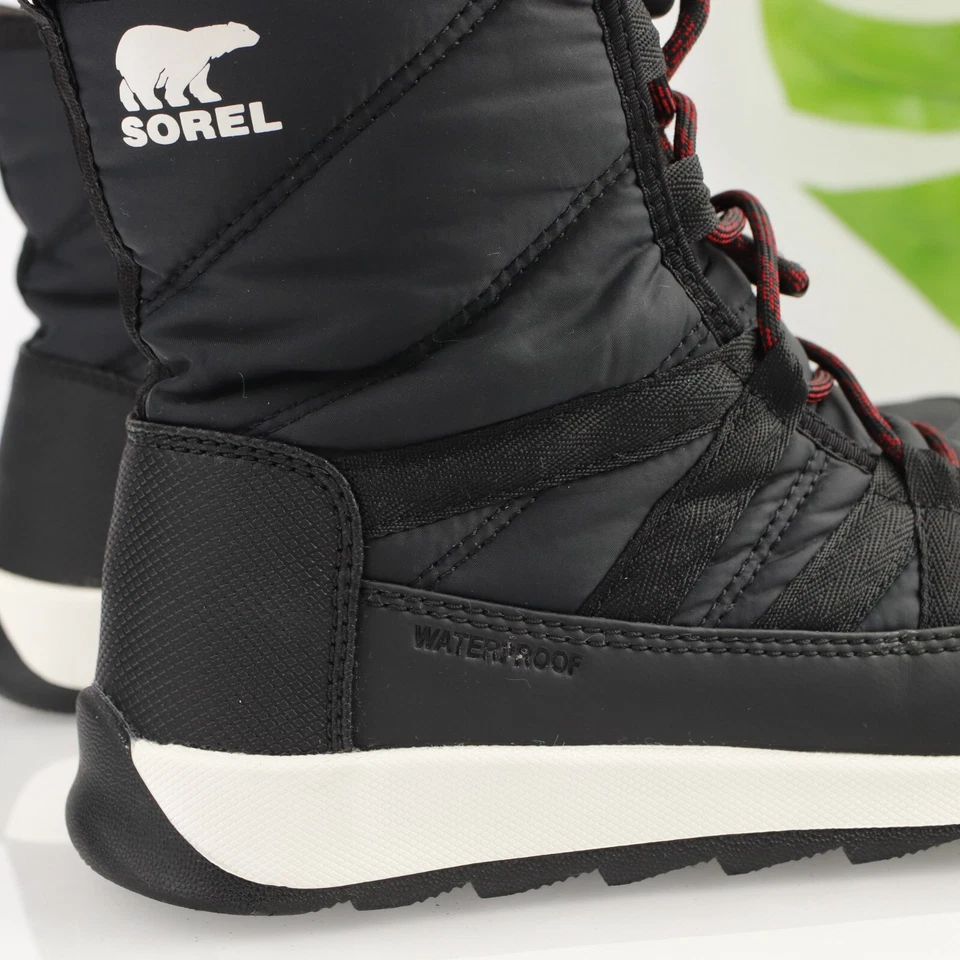 Sorel Womens Whitney Boot Size 7 Black Nylon Quilted Lace Up Bootie Waterproof - Image 3 of 4