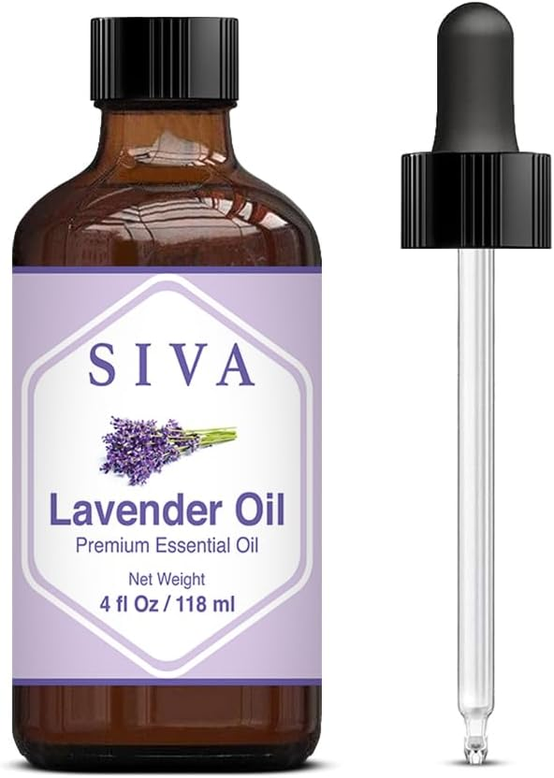 Siva Lavender Essential Oil 4 Fl Oz with Glass Dropper – 100% Pure, Natural, Und