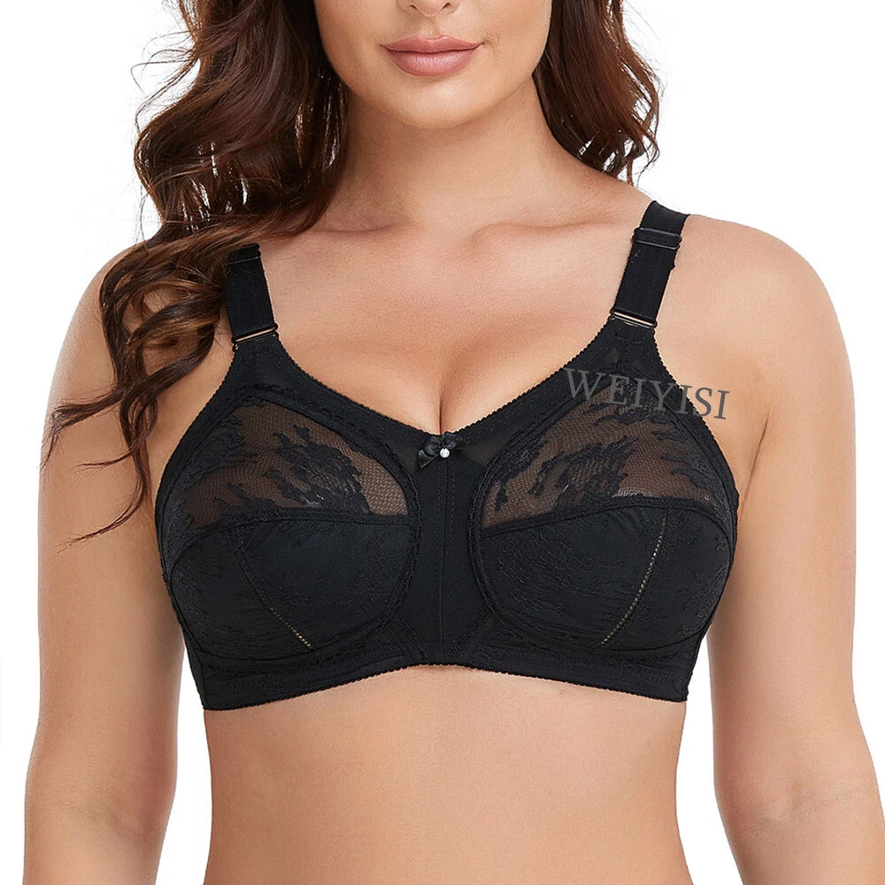 Women's Wireless Lace Non Padded Plus Size Full Cup Support Comfort Bra  34-50C-I