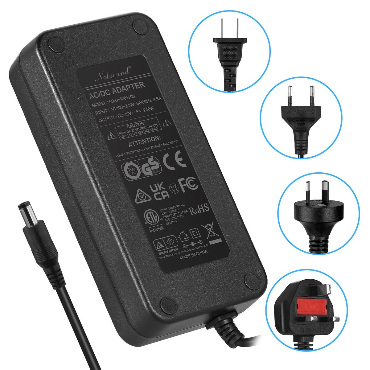 Douk Audio パワーアンプ (48V電源アダプター付属) Douk Audio DC 19/24/32/36/48V Power Supply Adapter AC 100-240V Transfo