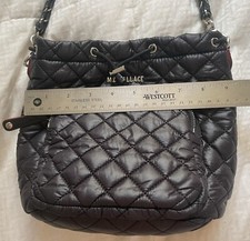 Mz Wallace Crosby Drawstring Bucket Bag, Black, New