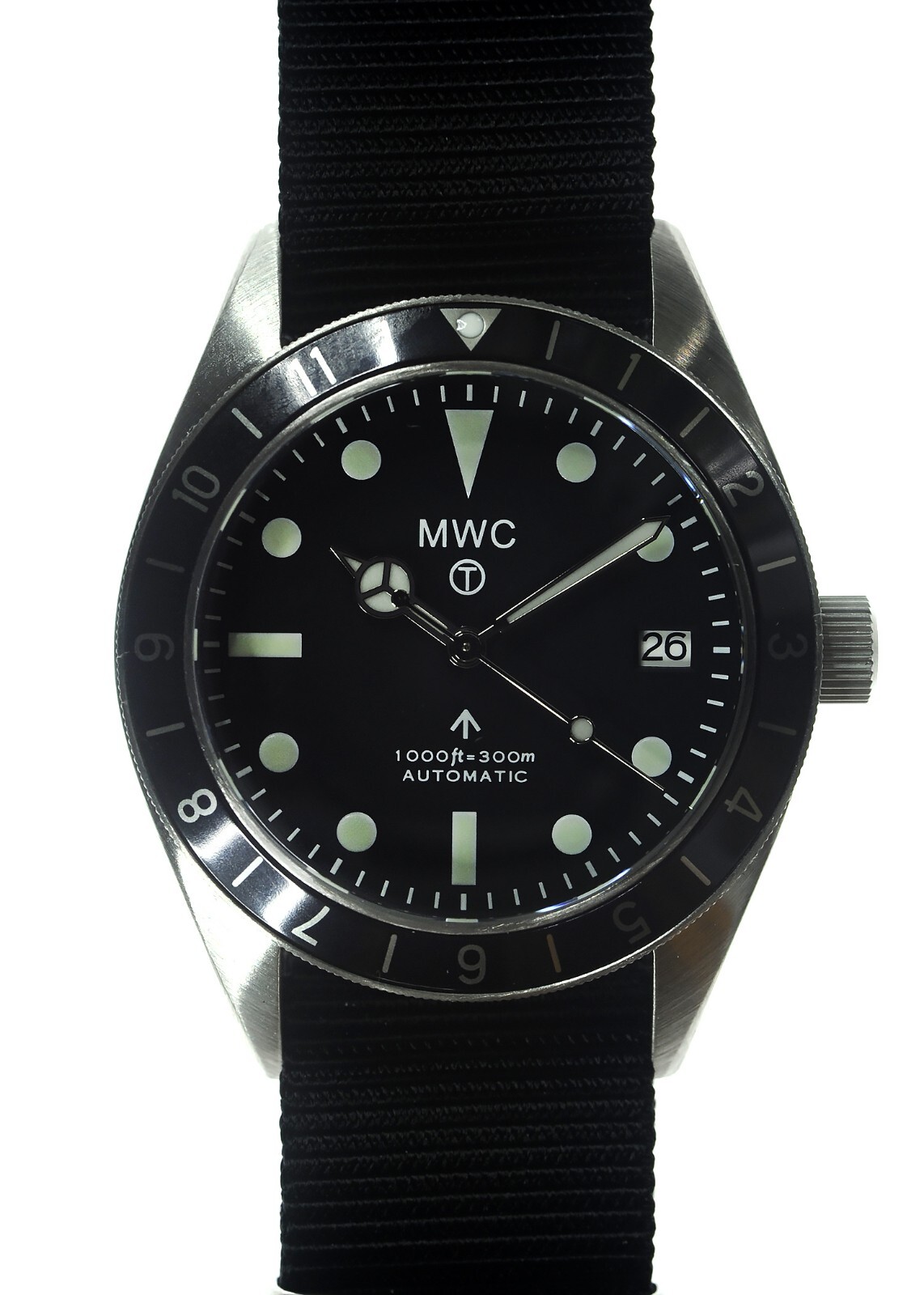 MWC Classic 1960s Pattern Automatico Acciaio Nero Grigio Data Orologio Uomo