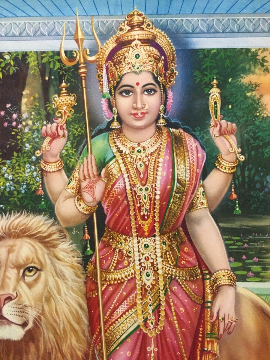 India Vintage 60's Print DURGA MAA. 13.75in x 19.75in (11559) | eBay