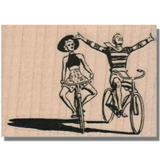 Mounted Rubber Stamp, BICYCLE COUPLE, Bike, Lady, Man, Hand, People, Fun, Summer