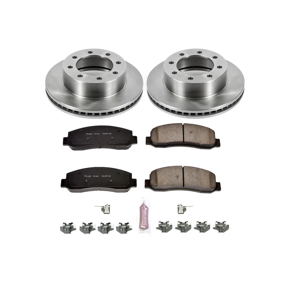 Juego de 2 ruedas KOE1781 Powerstop disco de freno y kits de pastillas delanteras para camioneta F450 F350 Foto 4 de 4