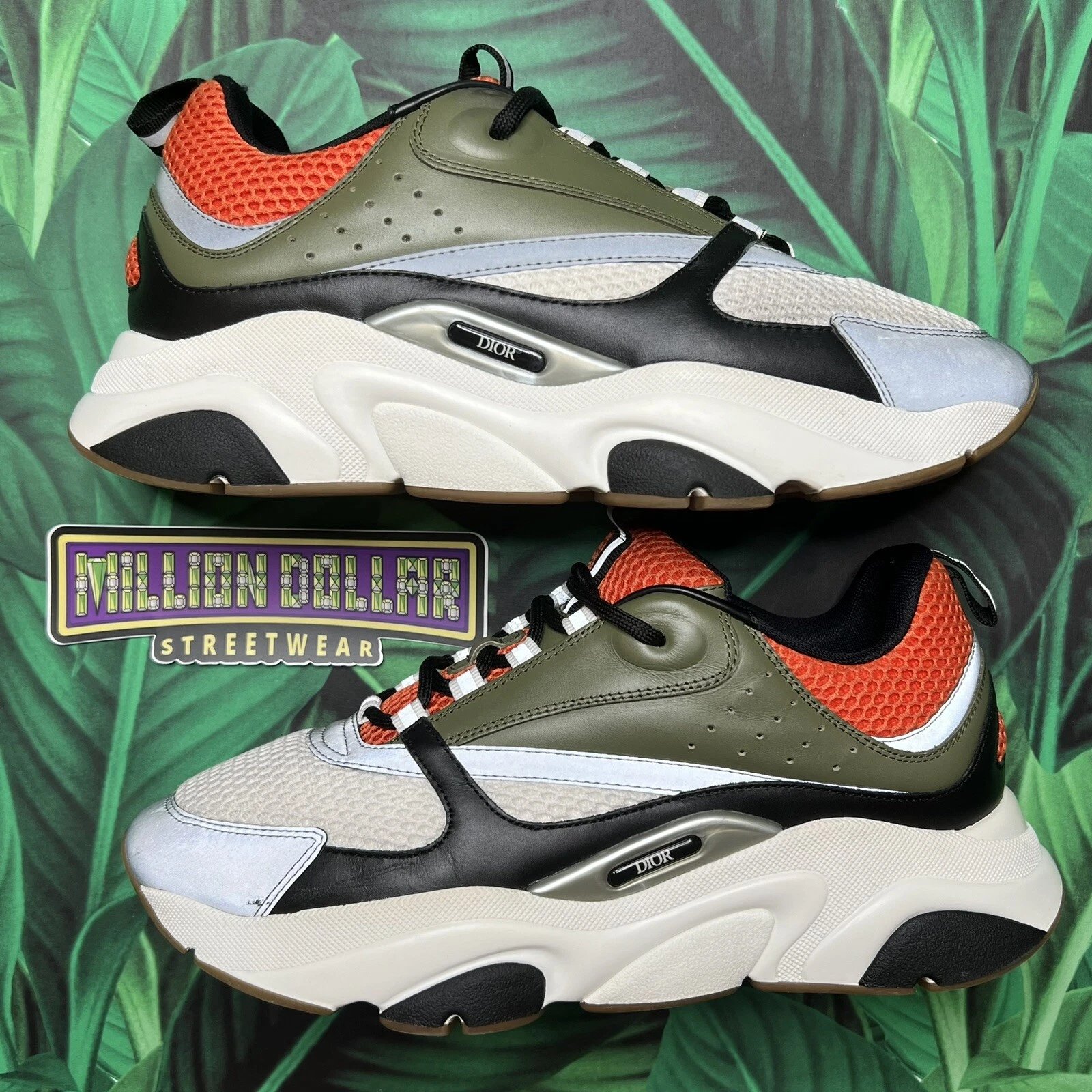 Baskets réfléchissantes Dior B22 « Khaki Orange » taille   10M/43EU