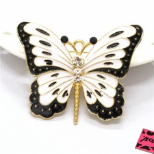 White Enamel Cute Butterfly Crystal Fashion Women Charm Brooch Pin Gifts