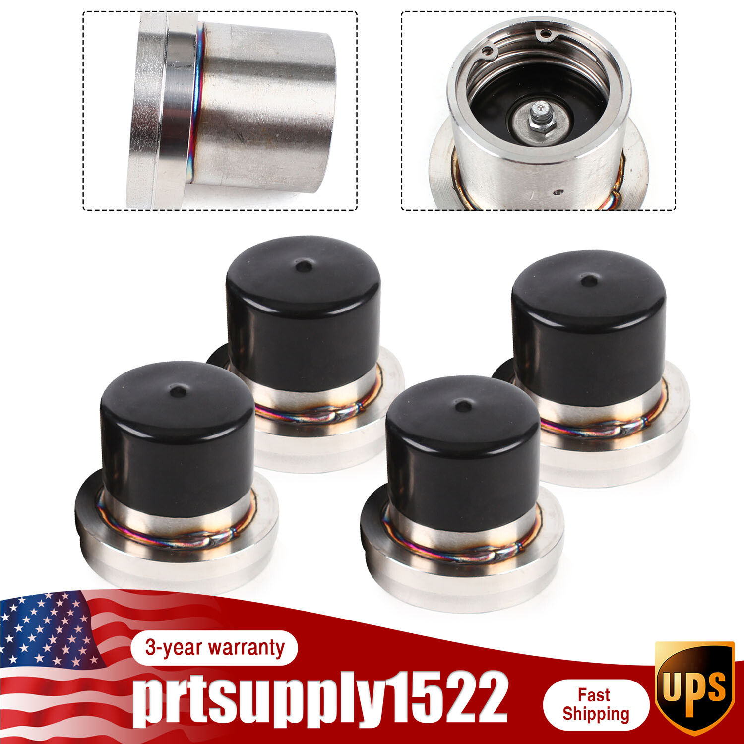 (4pcs) 2.72in Boat Trailer Bearing Buddy Stainless Steel w/ Protective Bra