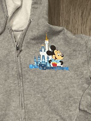 Walt Disney World Adult Unisex M Gray Full Zip Hoodie Sweatshirt