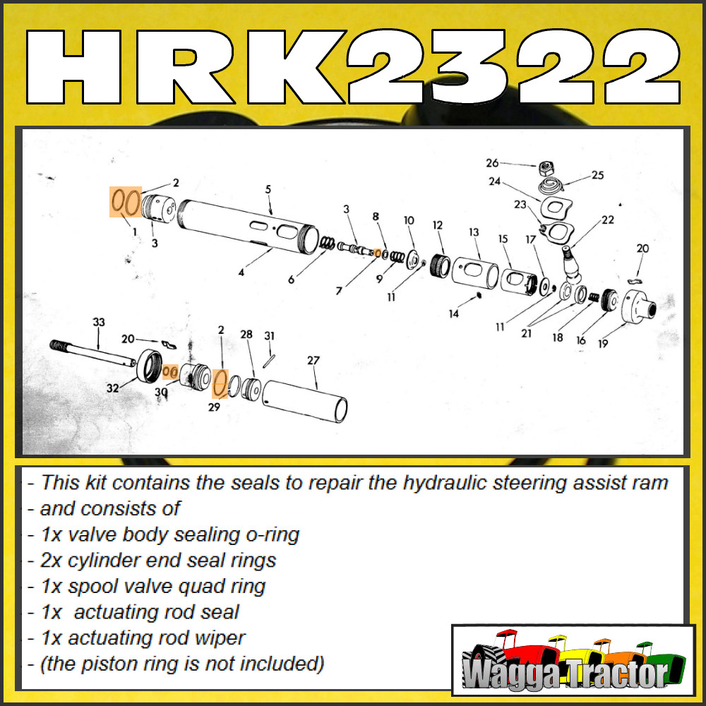 HRK2322 Power Steering Ram Seal Kit Chamberlain C670 C6100 Tractor w