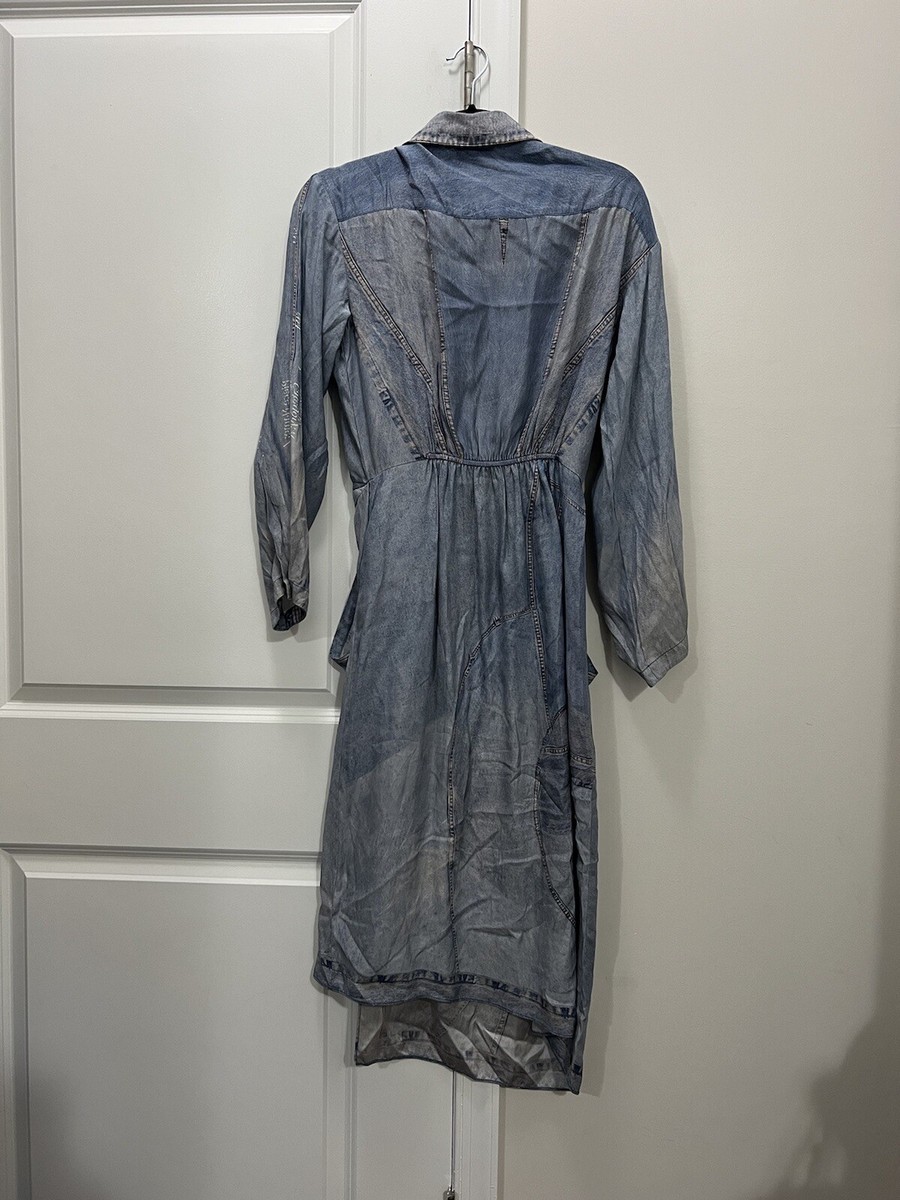 Colovos Blue Printed 'Denim' Silk Dress Size 4 US $798 | eBay
