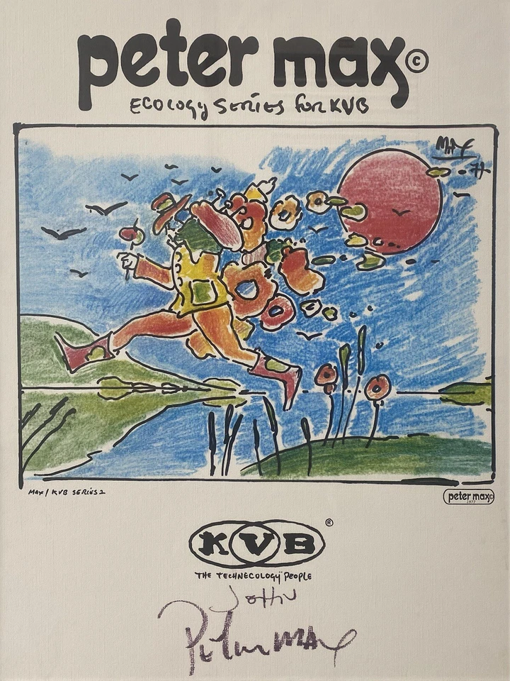 🔥 Póster de exposición de arte pop moderno antiguo vintage RARO, Peter MAX - FIRMADO, 1977 Foto 3 de 4