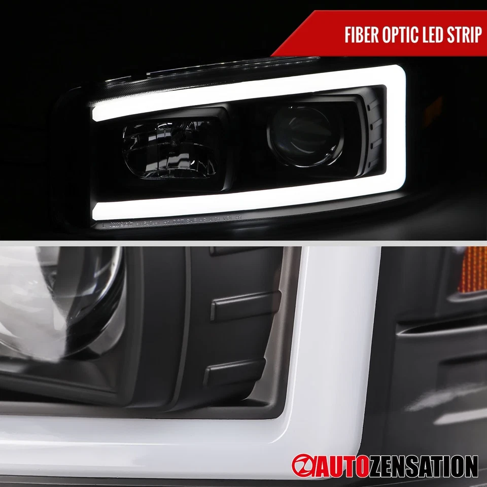 Fit 1999-2006 GMC Sierra Yukon Black LED Bar Projector Headlights+Bumper Signal Foto 4 de 4