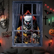 Scary Halloween Curtains Window Decorations, MEEZY Creepy Ghost Silhouette Do...