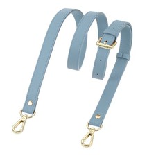 0.7" Genuine Leather Purse Strap for Bag Sky Blue, Gold Buckle 