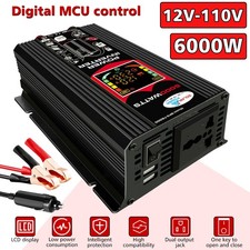 6000W Watt Pure Sine Wave Inverter 12V DC to 110V AC for RV Truck Solar Home