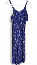 Peyton & Park Blue Floral Maxi Dress M Spaghetti Strap Ruffle