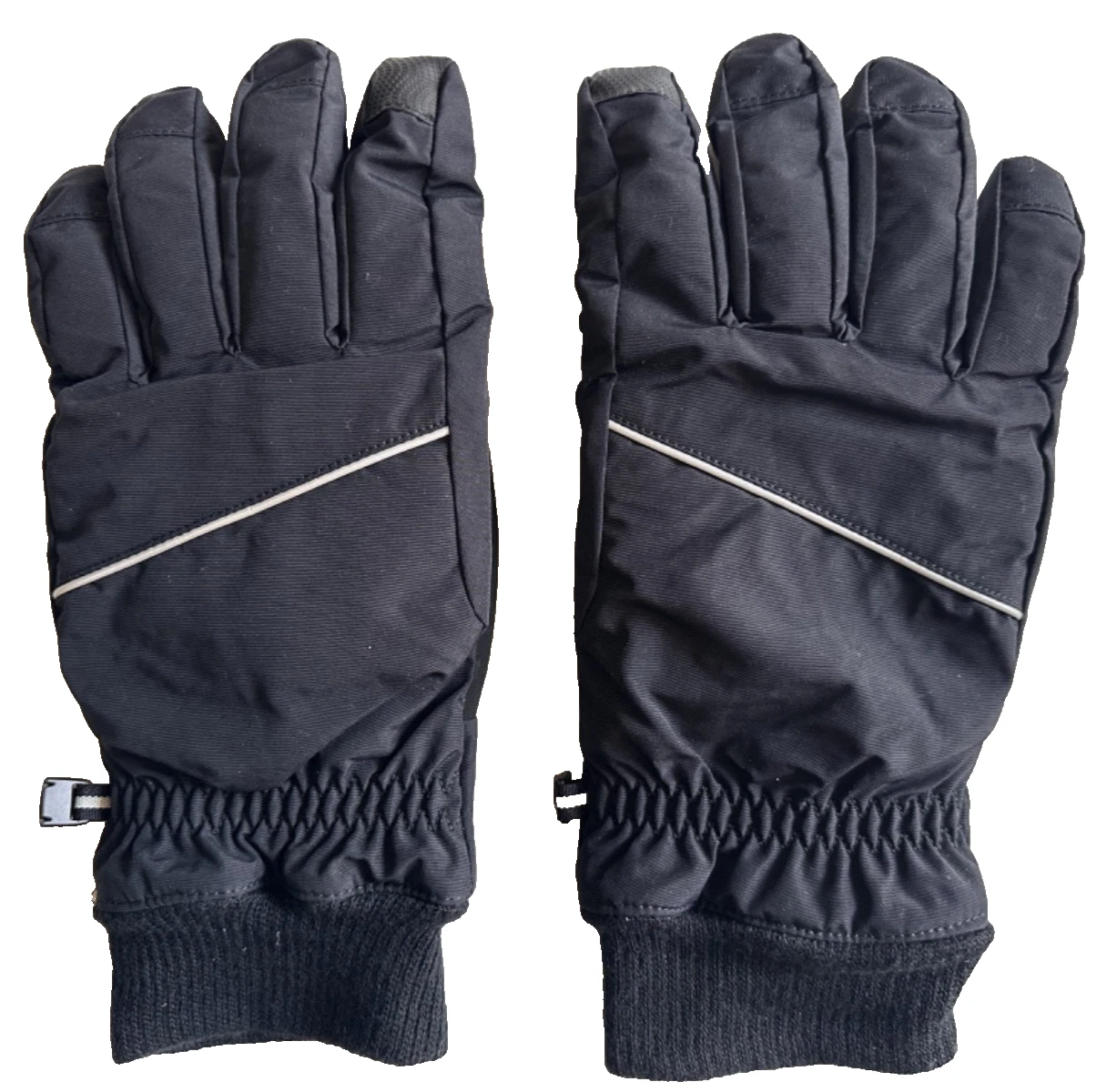 Lands' End Large Black Squall Men's Winter Gloves Knit Cuff Fleece Lined NOS