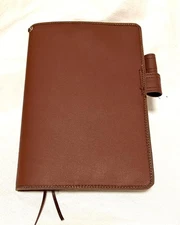 A5 Hobonichi Notebook Cover Synthetic Leather Brown, Double Pocket, Used WWB