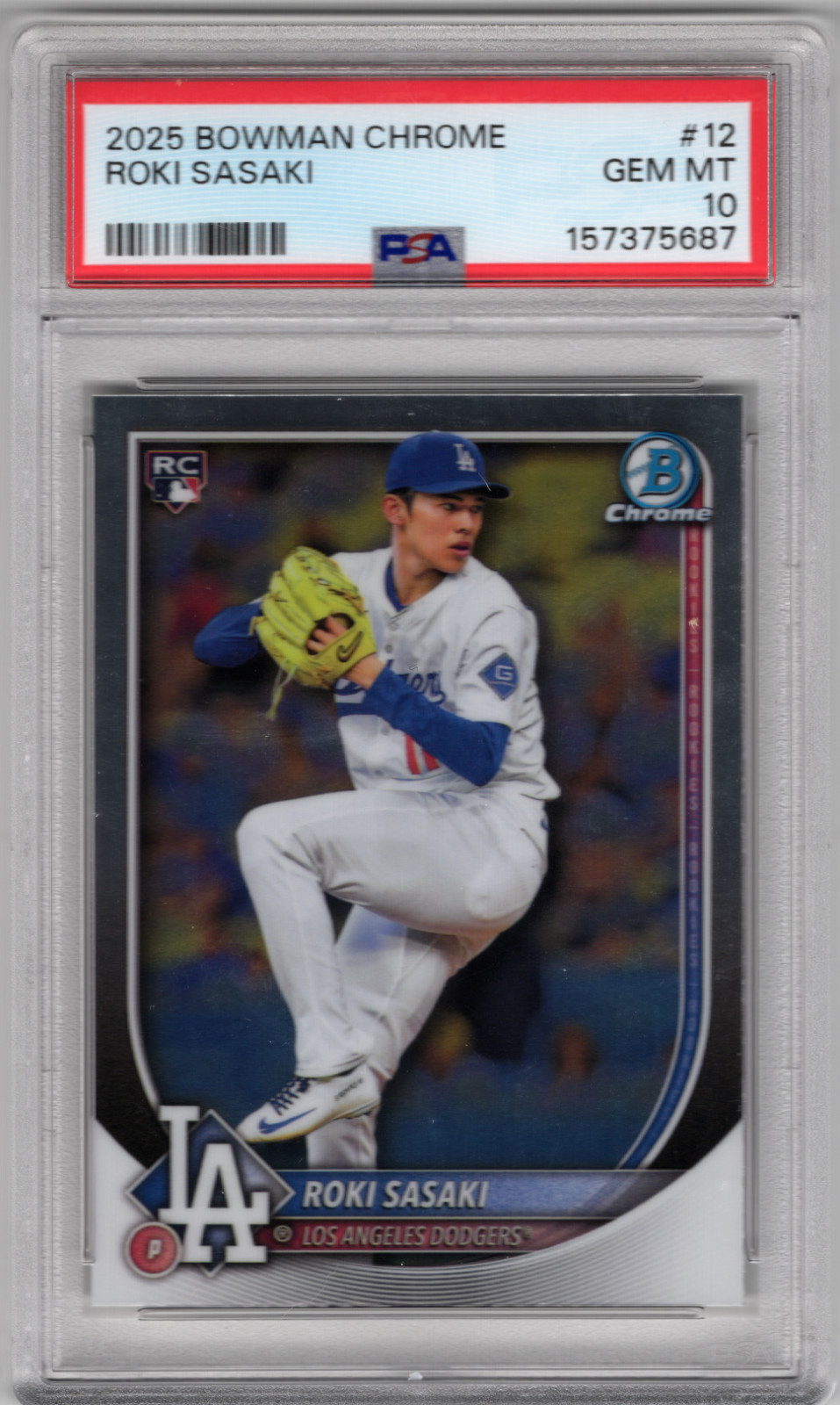 Roki Sasaki #12 Baseball Cards 2025 Bowman Chrome trading card — raw and PSA graded price guide