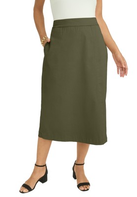 Jessica London Women's Plus Size Chino Faux Wrap Skirt