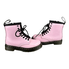 Dr Martens 1460 Toddler Combat Boots US 7 Pink Patent Leather Side Zip Lace Up