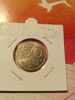 Pièce de 50 ore Norvège 1980