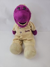 Vintage 1990'S Bedtime Barney Plush Yellow THERMAL Knit Pajamas 16" .