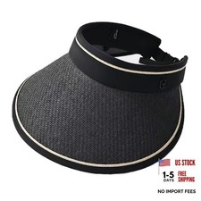 COTIM COYIN Women's Wide Brim Straw Sun Visor with UPF 50 UV One Size Black