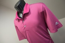 Adidas Golf Polo ClimaLite Striped Athletic Short Sleeve Golf Shirt Mens Large