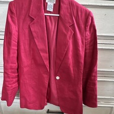 Talbots Womens 10 Irish Linen Pink Blazer Jacket Lined Button Closure Pockets