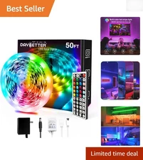 Versatile 50ft RGB LED Strip Lights - Color Changing & Adjustable for Home Style