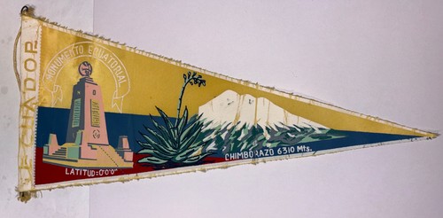 Rare Vintage Ecuador Travel Pennant 1980s - Chimborazo 6310 Mt 15”