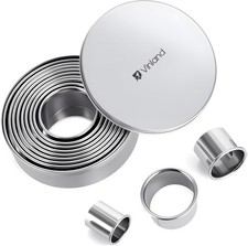 12-Piece 304 Stainless Steel Biscuit Cutter Set - Round Cookie Cutters for Bakin