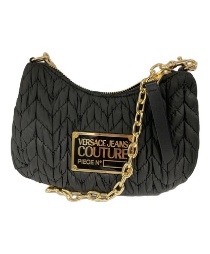 VERSACE JEANS COUTURE Shoulder Bag Purse Chain Logo Black Authentic