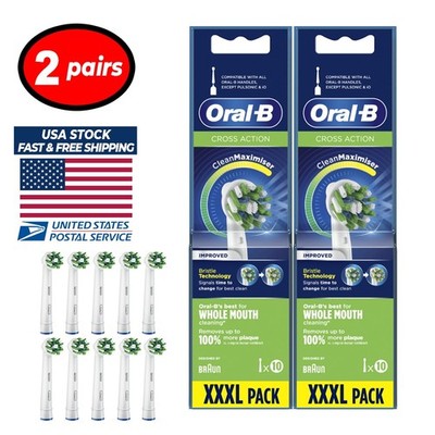 Oral B Cross Action Electric Toothbrush Replacement Heads, 10 Count x 2 Pairs