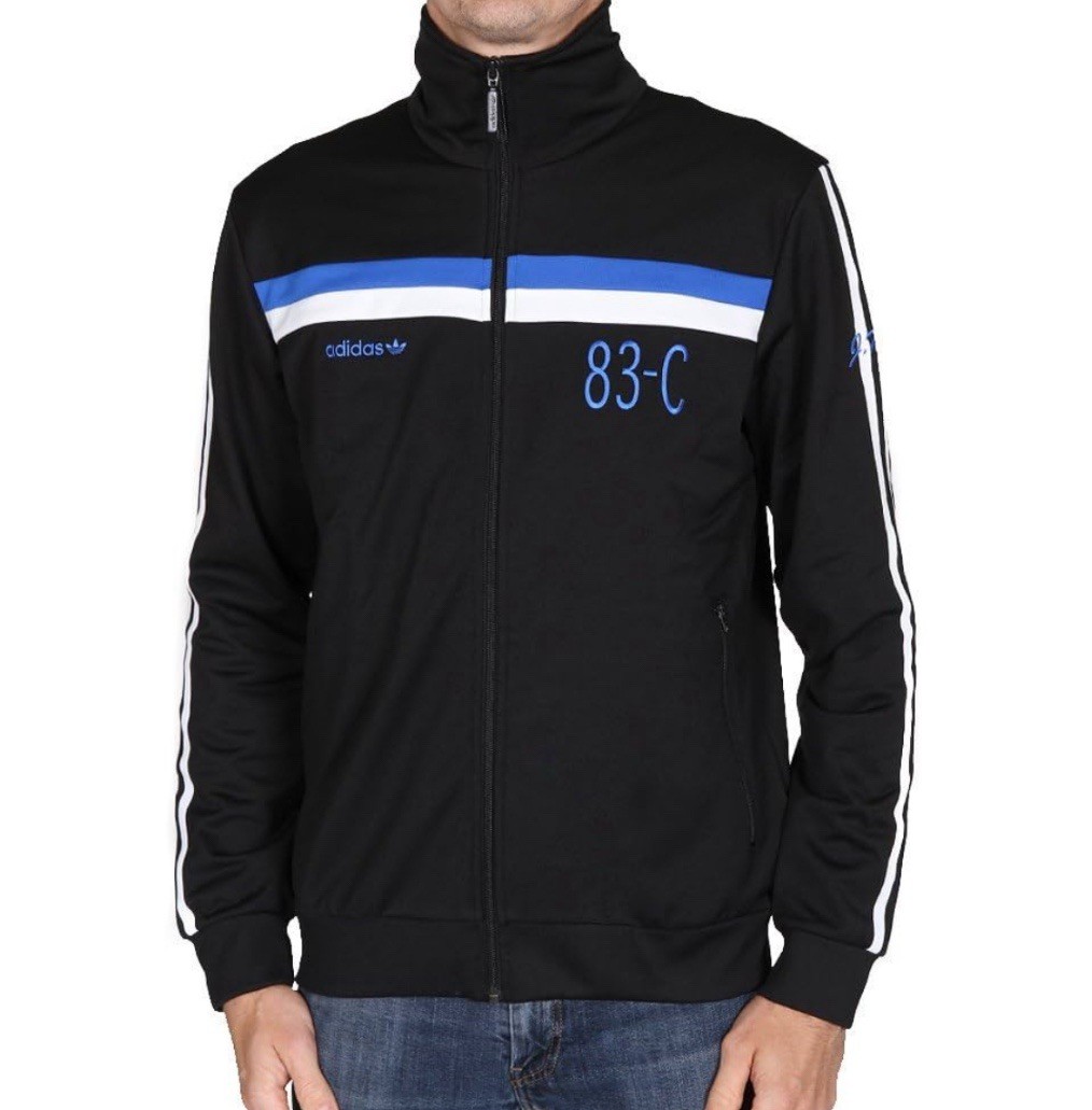Adidas 83-C Felpa Nero Blu Bianco Taglia L Uomo Sportiva Vintage