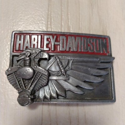 Harley-Davidson Belt Buckle, Vntage Engine Frame Wing Motifs G-88 Harmony 1989