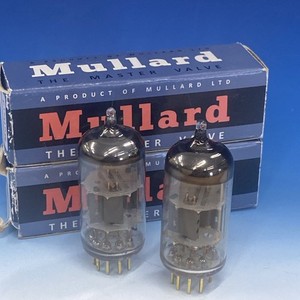 Pair Mullard ECC81 12AT7 Mitcham Gold Pin Full Rod Halo  Maxi-Pre = STRONG M0020