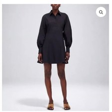 Madewell Seamed Long Sleeve Mini Shirt Dress Black Size 8