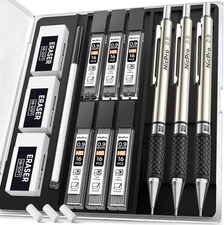 Nicpro RG1000 0.9 Mm Art Mechanical Pencil Set in Storage Case, 3 PCS Metal Draf