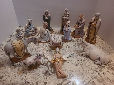 Vintage 1960 s Multicolor Ceramic Holland Mold Nativity Scene Set 13 Pieces