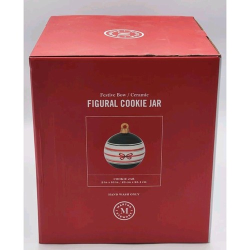 Martha Stewart Festive Bow Figural Ceramic Ornament Cookie Jar 9 in x 10 in NEW - Picture 9 of 10